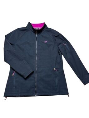 New Balance Women's Jacket Soft Shell Fleece Lined XL Black Checkered Full Zip